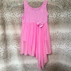 Dance Leotard w Attached Sheer Skirt & Rhinestones